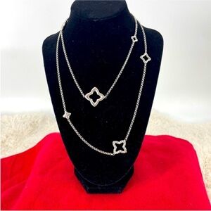 David Yurman Sterling Silver Quatrefoil Box Chain Necklace - 36 in